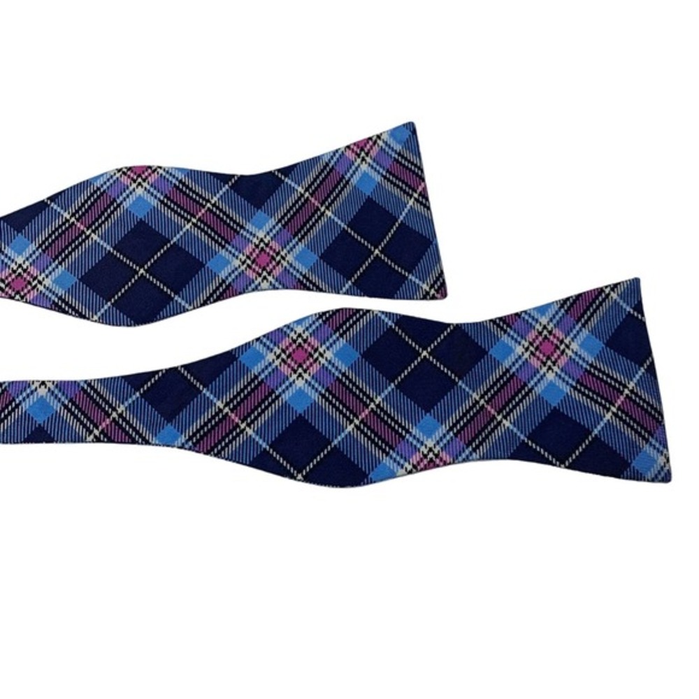 CREMIEUX Blue & Pink Plaid Silk‎ Bow Tie - NWT